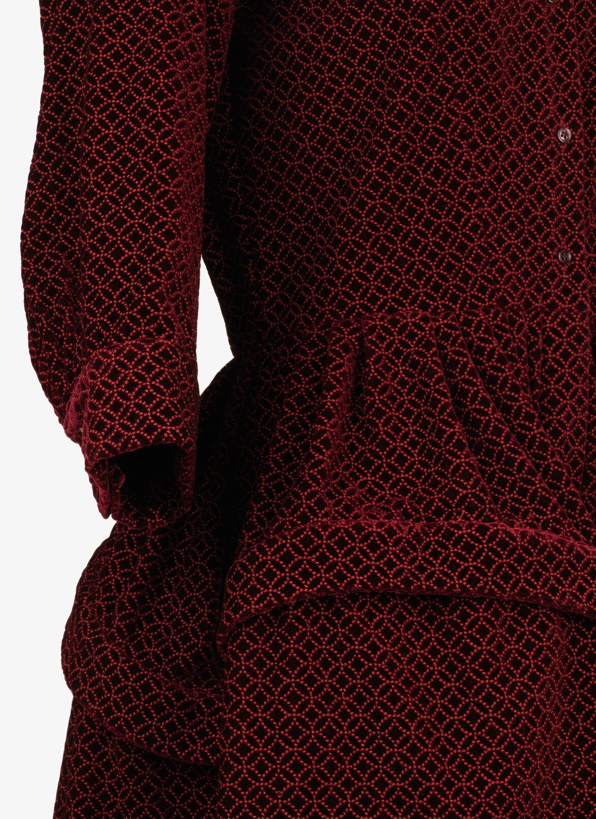 SHIRT DRESS VELOURS MINI ARABESQUE BORDEAUX ALAÏA BURGUNDY SHIRT DRESS VELOURS MINI ARABESQUE BORDEAUX